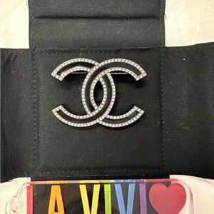 CHANEL Black Ruthenium  Crystal-Embellished Brooch